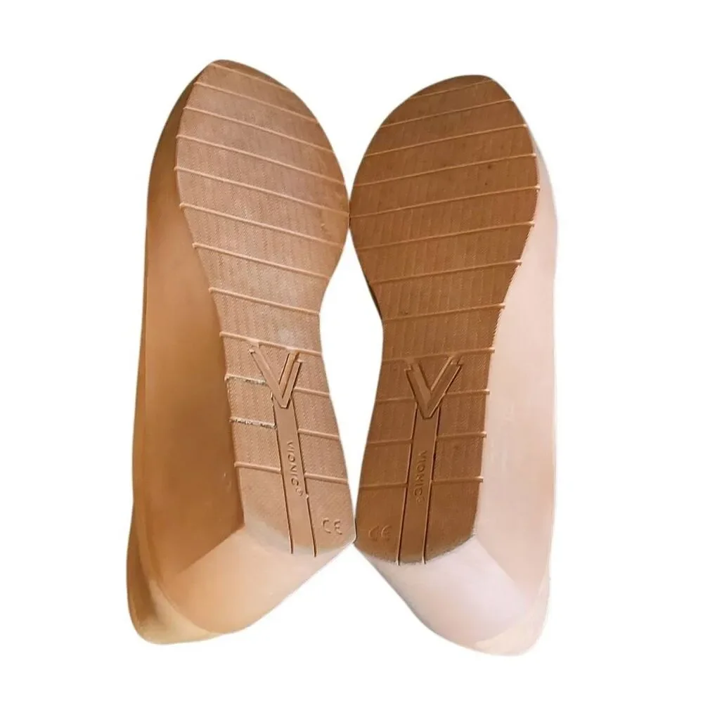 Vionic Wedge Pump Women's 9 Tan Sereno Nubuck Leather Comfort Orthopedic